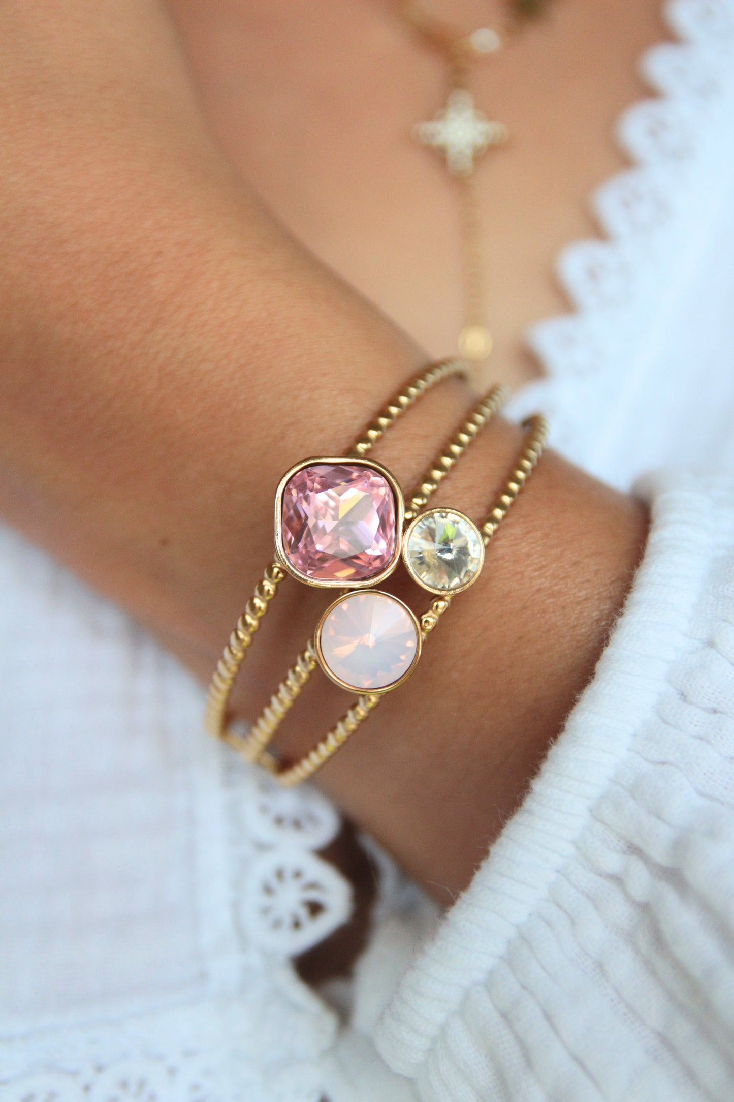 Bracelet jonc cristaux rose - LAYA