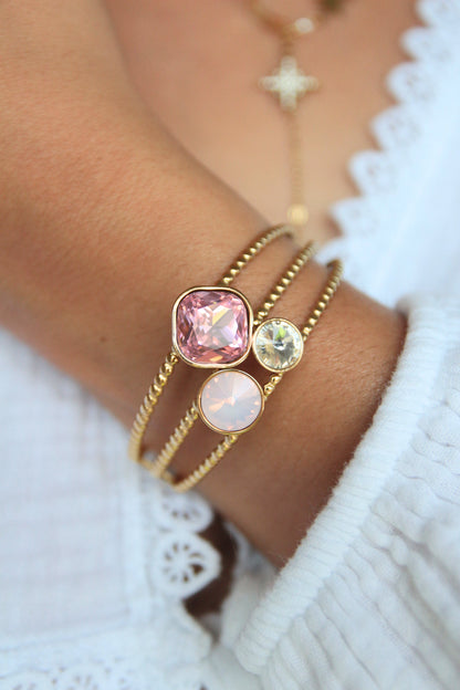 Bracelet jonc cristaux rose - LAYA