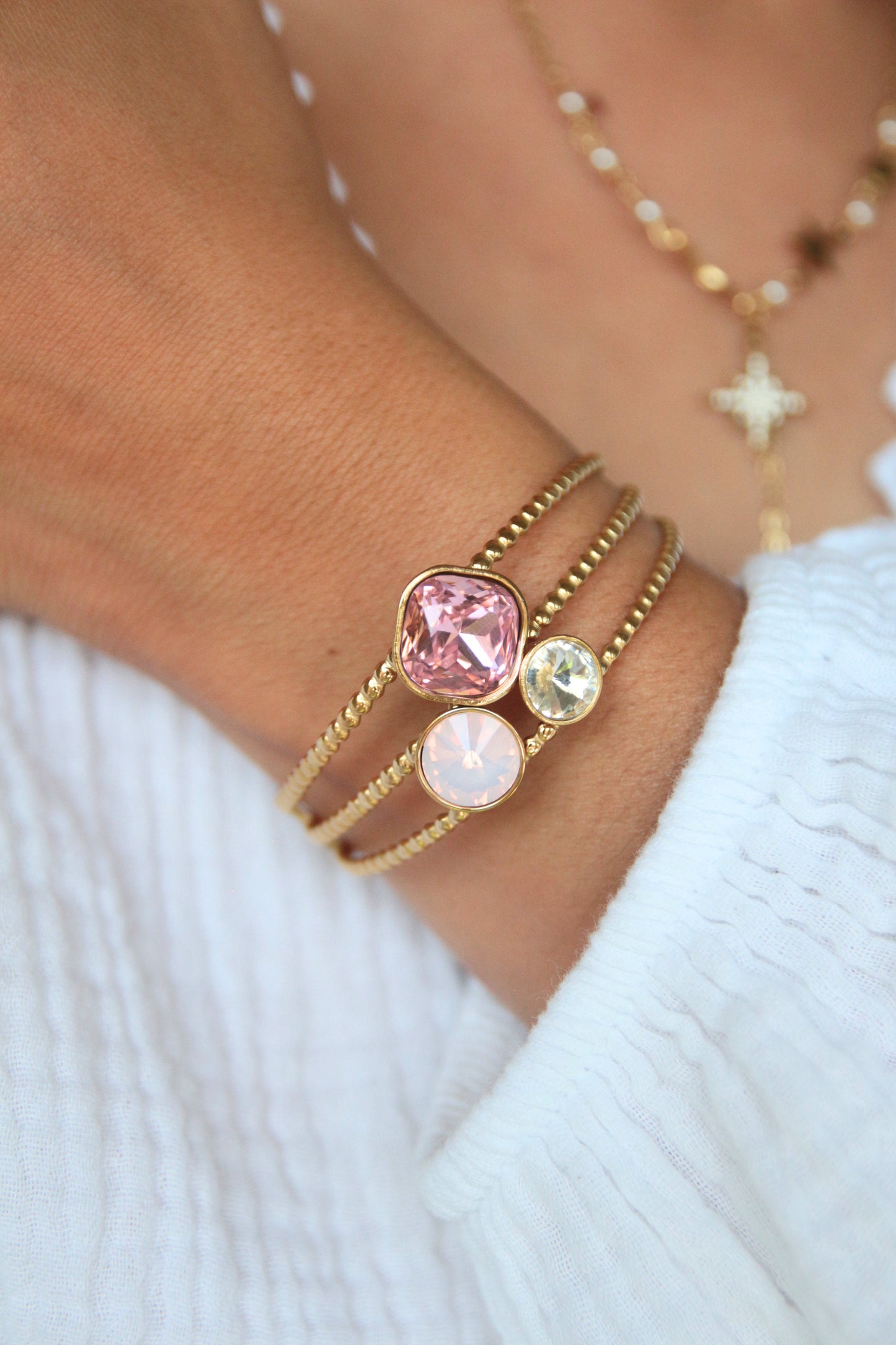 Bracelet jonc cristaux rose - LAYA