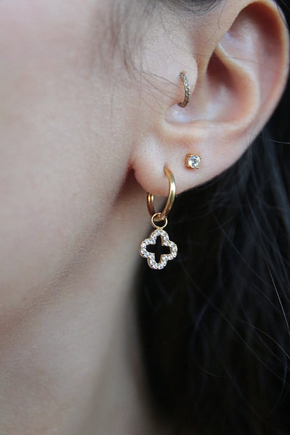 Boucles d'oreilles trèfles strass - TESS