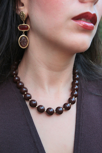 Collier perles marron - LARA