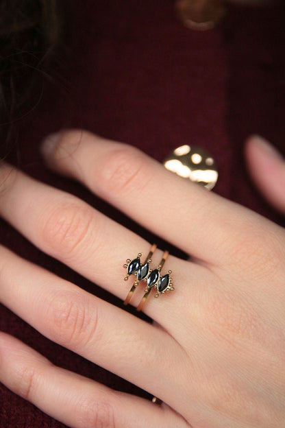 Bague strass noire - JANE